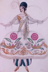 Design de costume pour Shéhérazade, de La Belle au bois dormant, 1921